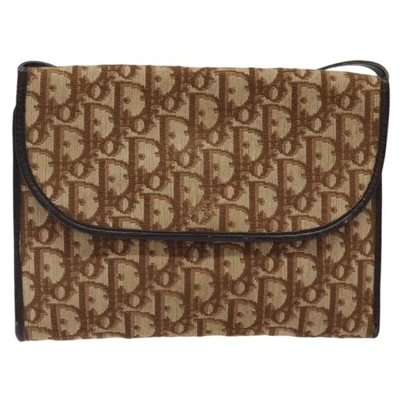 Christian Dior Trotter Canvas Shoulder Bag Brown Gold Auth - Picture 4 of 16